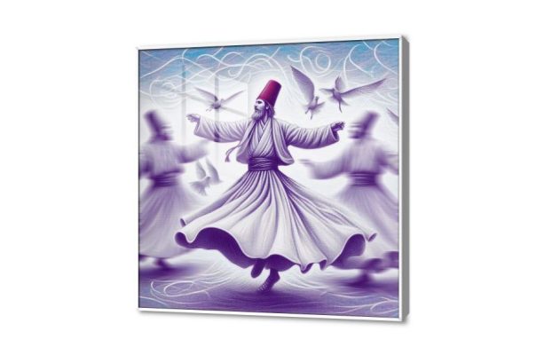 تابلوهات مودرن حلقة الذكر المولوية SA80152 كل التابلوهات المودرن, المولوية - الصوفية, اسلامى - ايات قرآنية و خط عربى ازرق - تركواز, ابيض - اوف وايت, موف – ارجوانى ديجيتال آرت, لوحات فنية غرفة المعيشة مربع, اكريليك, ببرواز, برواز ابيض