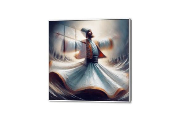 لوحة فنية الرقص الصوفى SA80188 كل التابلوهات المودرن, المولوية - الصوفية, اسلامى - ايات قرآنية و خط عربى احمر - نبيتى, ابيض - اوف وايت الوان زيتية - اكريليك, لوحات فنية غرفة المعيشة مربع, اكريليك, ببرواز, برواز ابيض